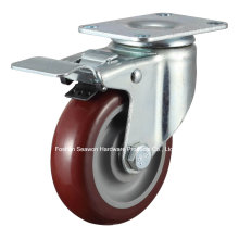 Caster Medium Duty Swivel W/Dual Brake Polyurethane Caster